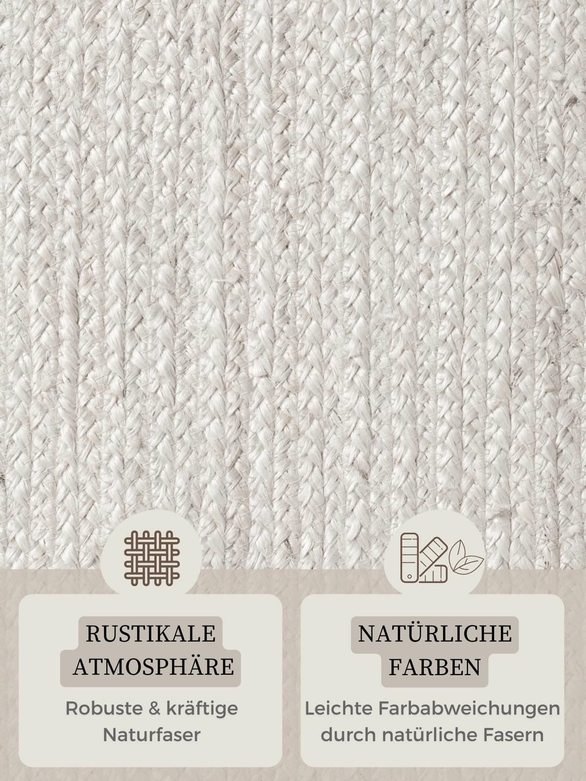 JUTETEPPICH 160/230 cm Jute Braided Weiß  - Weiß, Basics, Textil (160/230cm) - Hanse Home