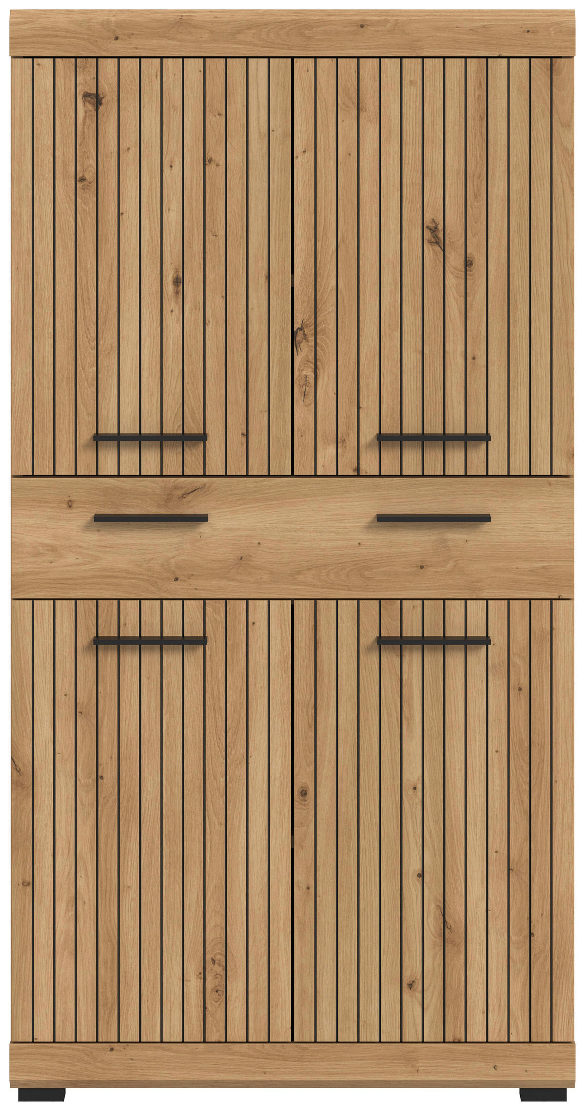 MIDISCHRANK 74/141/31 cm  - Schwarz/Eiche Artisan, Trend, Holzwerkstoff/Kunststoff (74/141/31cm) - MID.YOU