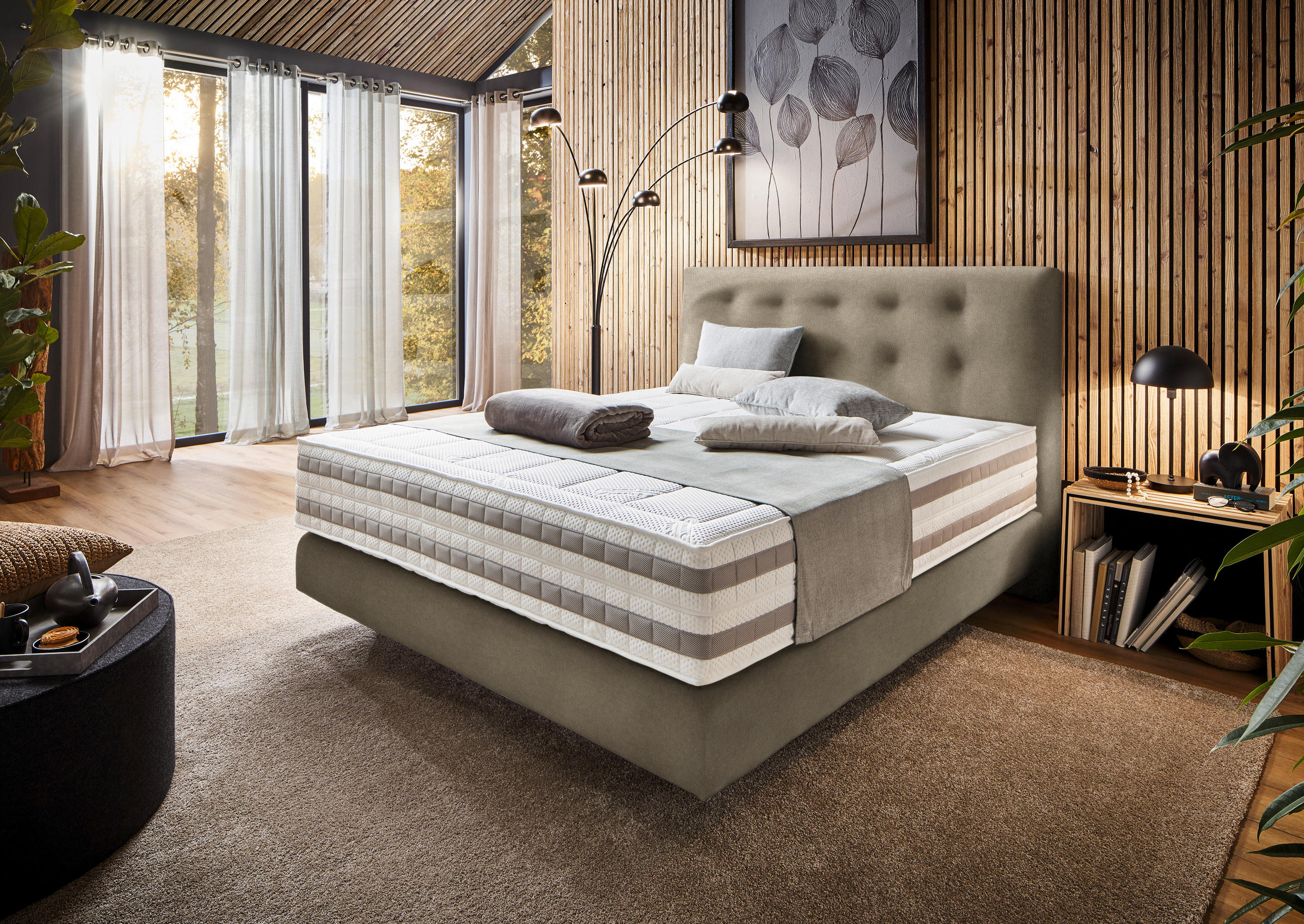 BOXSPRINGBETT 180/200 cm  in Schlammfarben  - Schlammfarben, KONVENTIONELL, Holz/Textil (180/200cm) - Dieter Knoll