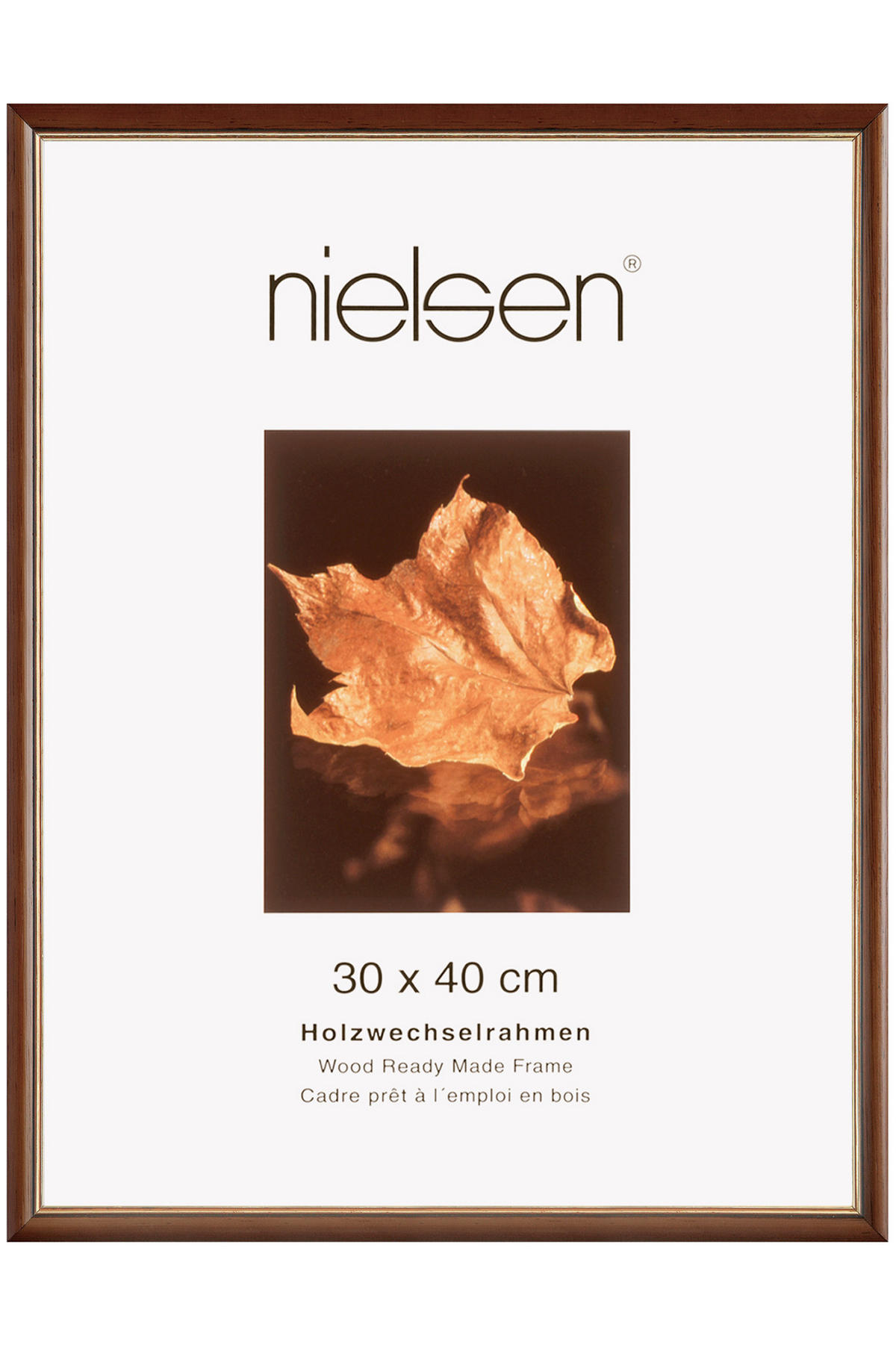 BILDERRAHMEN - Dunkelbraun/Goldfarben, Basics, Holz (18/24cm) - Nielsen