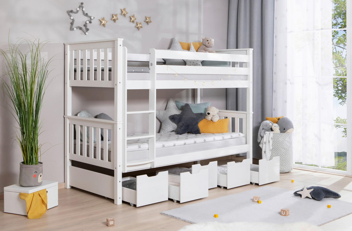 ETAGENBETT 90/200 cm Weiss  - Weiss, Modern, Holz (90/200cm) - MID.YOU