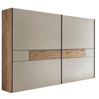 SCHWEBETÜRENSCHRANK 300/217/67 cm,  in Eichefarben, Champagner, 2 Tür(en)  - Schieferfarben/Champagner, KONVENTIONELL, Holzwerkstoff/Metall (300/217/67cm) - Venda