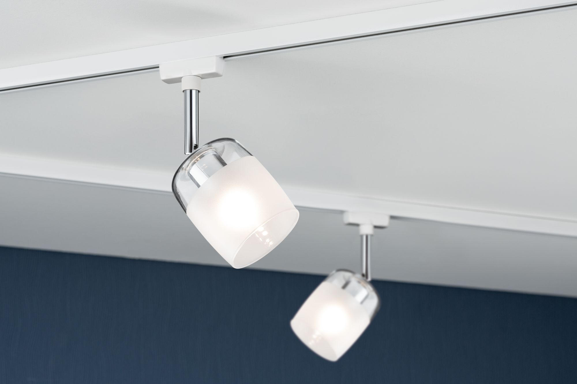 SCHIENENSYSTEM-STRAHLER - Weiß, Design, Glas/Metall (7,4/12,8/11,5cm) - Paulmann