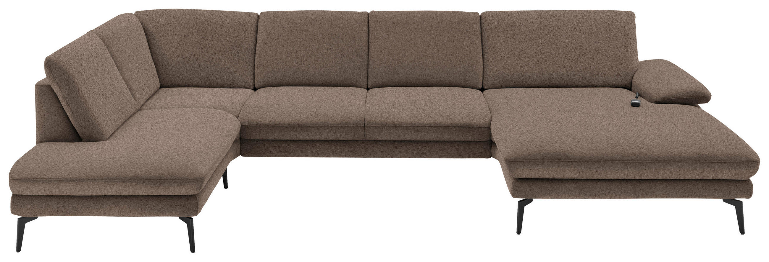 WOHNLANDSCHAFT Braun Webstoff  - Schwarz/Braun, Design, Textil/Metall (208/344/180cm) - Dieter Knoll