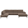 WOHNLANDSCHAFT Braun Webstoff  - Schwarz/Braun, Design, Textil/Metall (208/344/180cm) - Dieter Knoll