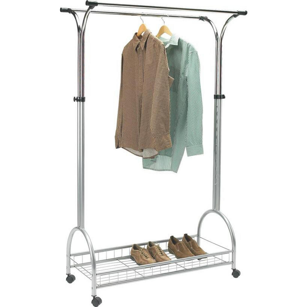 Thumbnail - Xora Kleiderwagen, Alu, Chrom, Metall, 100x195x40 cm, Bsci, Schuhablage, Hosenhalter, Jackenhalter, Garderobe, Garderobe...
