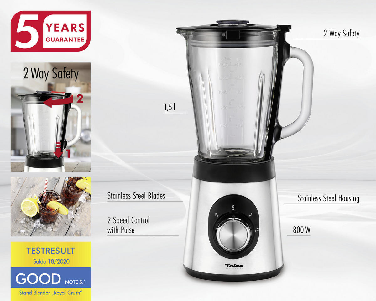 STANDMIXER  - Silberfarben, Konventionell, Metall (17/24/37cm) - Trisa Electronics