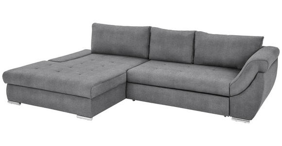 ECKSOFA in Flachgewebe Hellgrau  - Silberfarben/Hellgrau, Design, Textil/Metall (174/306cm) - Carryhome