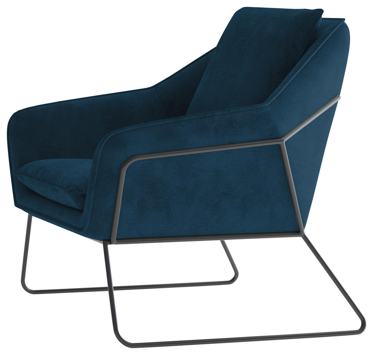 SESSEL in Flachgewebe Dunkelblau  - Schwarz/Dunkelblau, Design, Textil/Metall (78/85/85cm) - Livetastic
