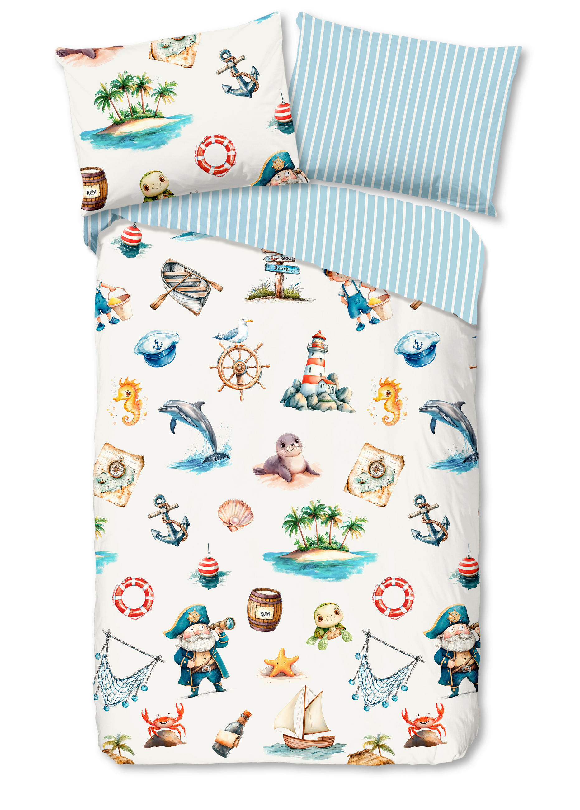 KINDERBETTWÄSCHE 140/200 cm  - Blau/Champagner, Basics, Textil (140/200cm)