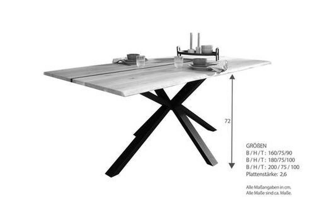 JÍDELNÍ STŮL, divoký dub, hnědá, 160/90/75 cm - černá/hnědá, Natur, kov/dřevo (160/90/75cm) - Livetastic