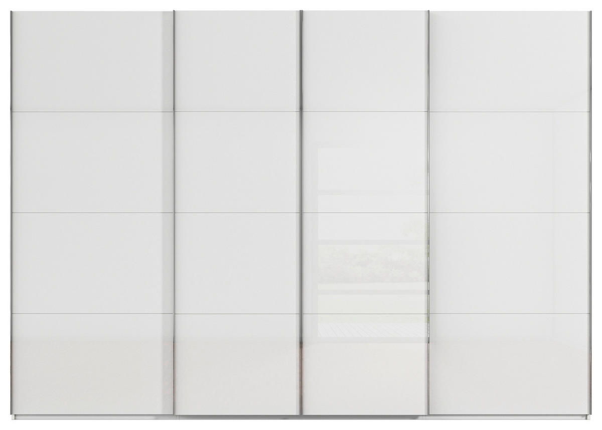 SCHWEBETÜRENSCHRANK 271/223/68 cm 4-türig Weiß  - Chromfarben/Weiß, Design, Glas/Holzwerkstoff (271/223/68cm) - Novel
