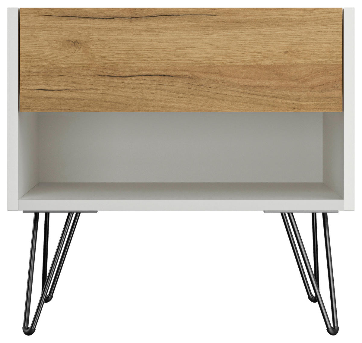 NACHTTISCH 51,2/50/35,6 cm  - Eichefarben/Schwarz, Basics, Holzwerkstoff/Metall (51,2/50/35,6cm) - MID.YOU