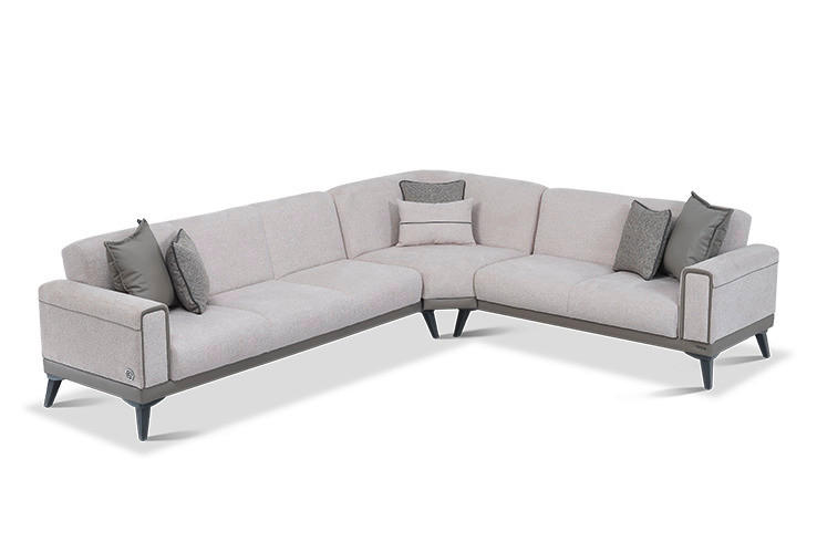ECKSOFA in Bouclé Grau  315/256 cm  - Anthrazit/Grau, Design, Holz/Textil (315/256cm) - Livetastic