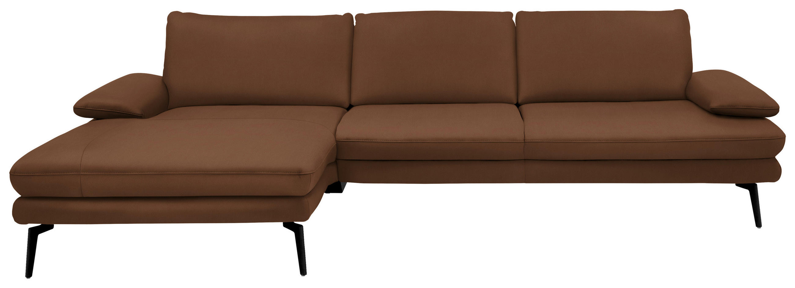ECKSOFA in Echtleder Hellbraun  - Hellbraun/Schwarz, Design, Leder/Metall (180/310cm) - Dieter Knoll