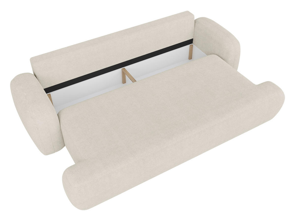 3-SITZER-SOFA Sevilla Plus Bouclé Creme  - Creme/Schwarz, Design, Kunststoff/Textil (256/93/120cm) - MID.YOU