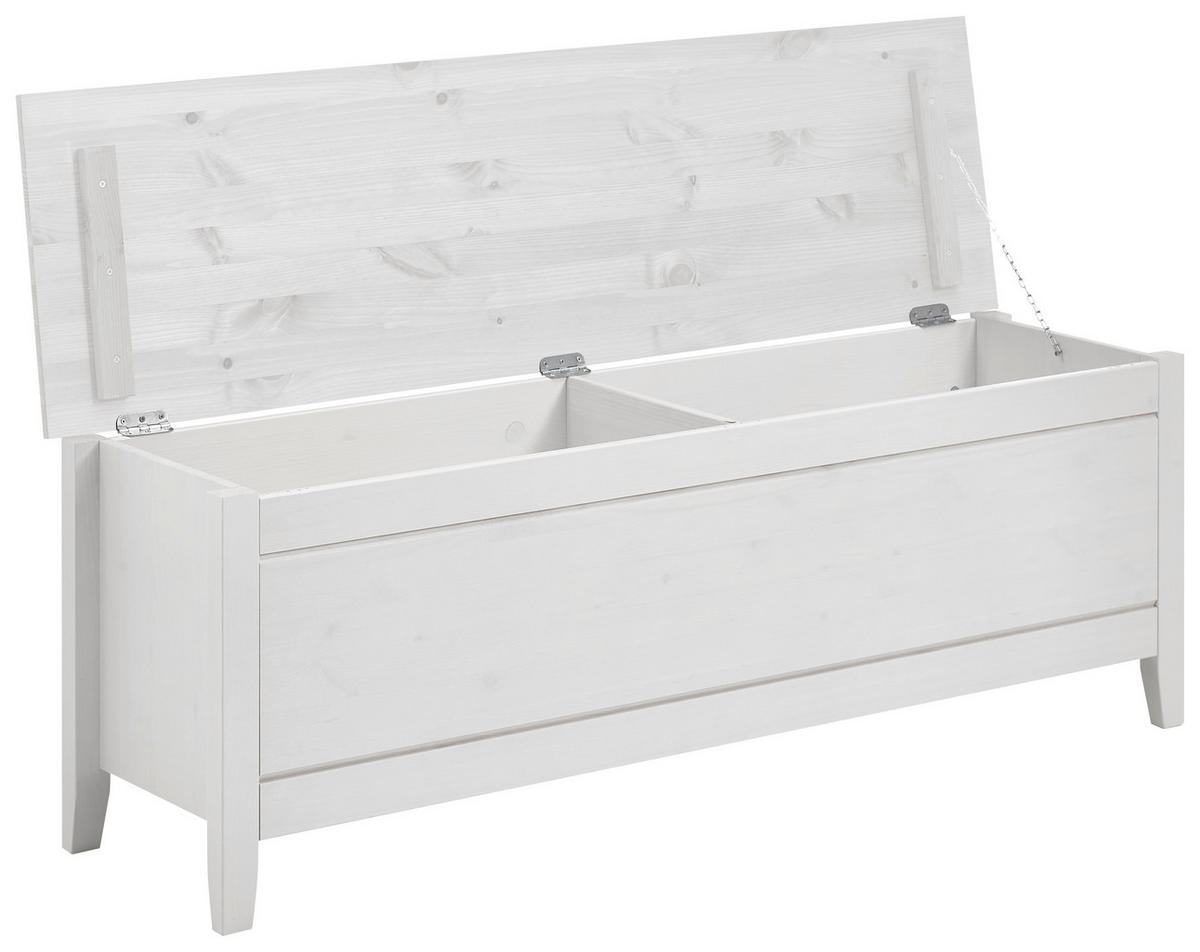 BETTBANK Kiefer Weiß  - Weiß, ROMANTIK / LANDHAUS, Holz (136/47/38cm) - Boxxx