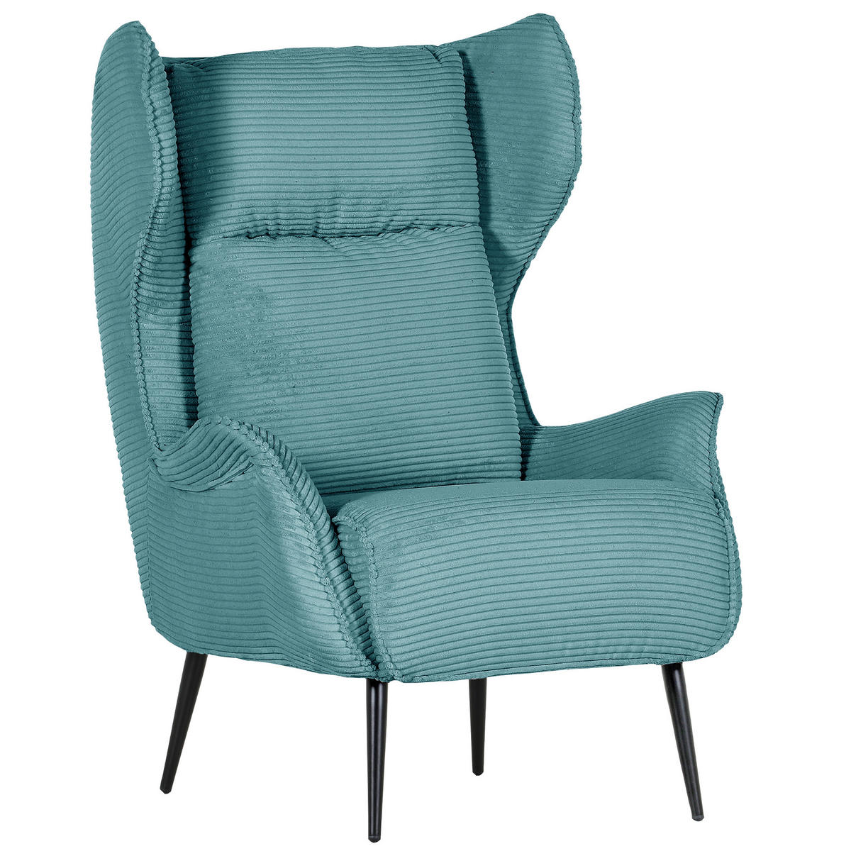 OHRENSESSEL Cord Türkis  - Türkis/Schwarz, Design, Textil/Metall (83/106/89cm) - Landscape