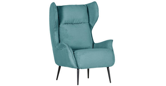 OHRENSESSEL Cord Türkis  - Türkis/Schwarz, Design, Textil/Metall (83/106/89cm) - Landscape