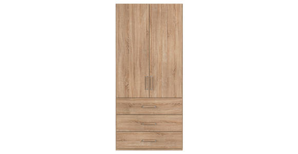 DREHTÜRENSCHRANK in Eichefarben - Eichefarben/Silberfarben, Design, Holzwerkstoff/Kunststoff (101/223/60cm) - Novel
