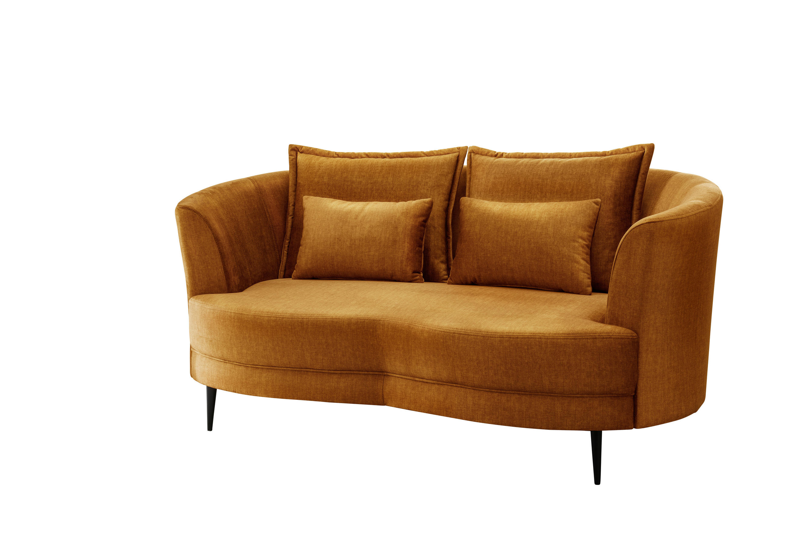 2-SITZER-SOFA in Velours Gelb  - Gelb/Schwarz, MODERN, Textil/Metall (179/85/101cm) - Livetastic