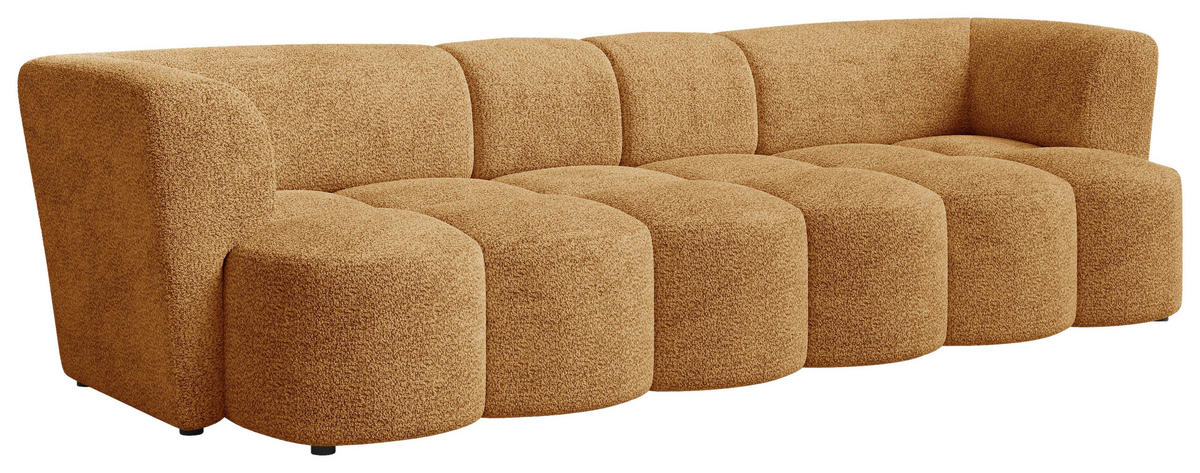VIERSITZER-SOFA 307/84/107 cm  in Chenille Goldfarben  - Goldfarben/Schwarz, MODERN, Kunststoff/Textil (307/84/107cm) - Milino