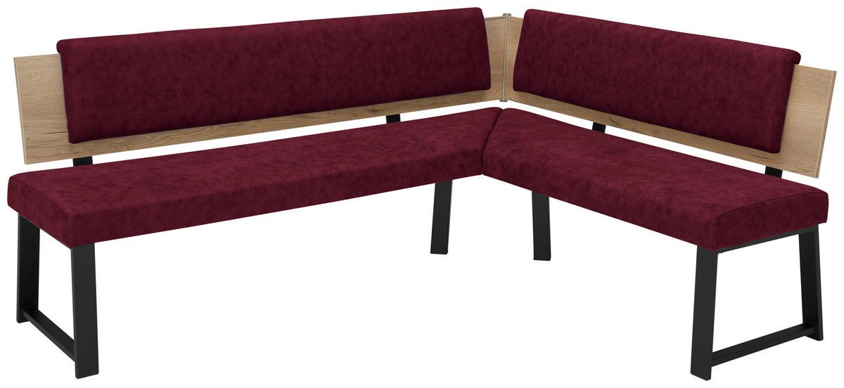 ECKBANK 200/160 cm  in Dunkelrot  - Schwarz/Dunkelrot, MODERN, Holzwerkstoff/Textil (200/160cm) - Venda