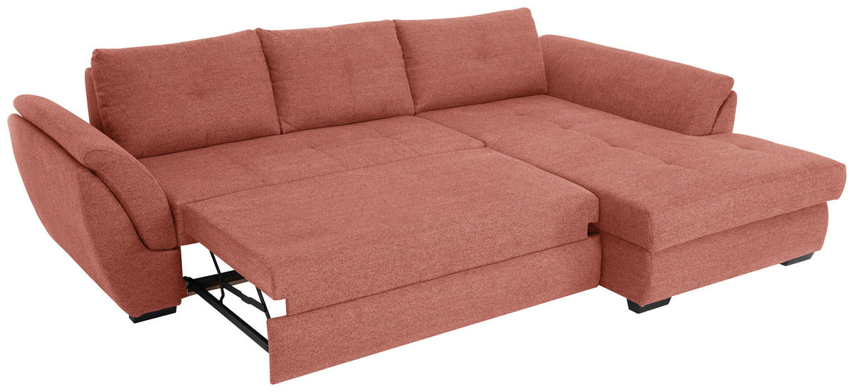 ECKSOFA in Webstoff Koralle  - Koralle/Schwarz, Design, Kunststoff/Textil (278/187cm) - Livetastic