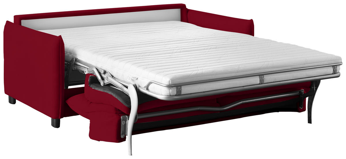 SCHLAFSOFA in Cord, Velours Rot  - Rot/Schwarz, KONVENTIONELL, Textil/Metall (188/84-105/100cm) - Bali