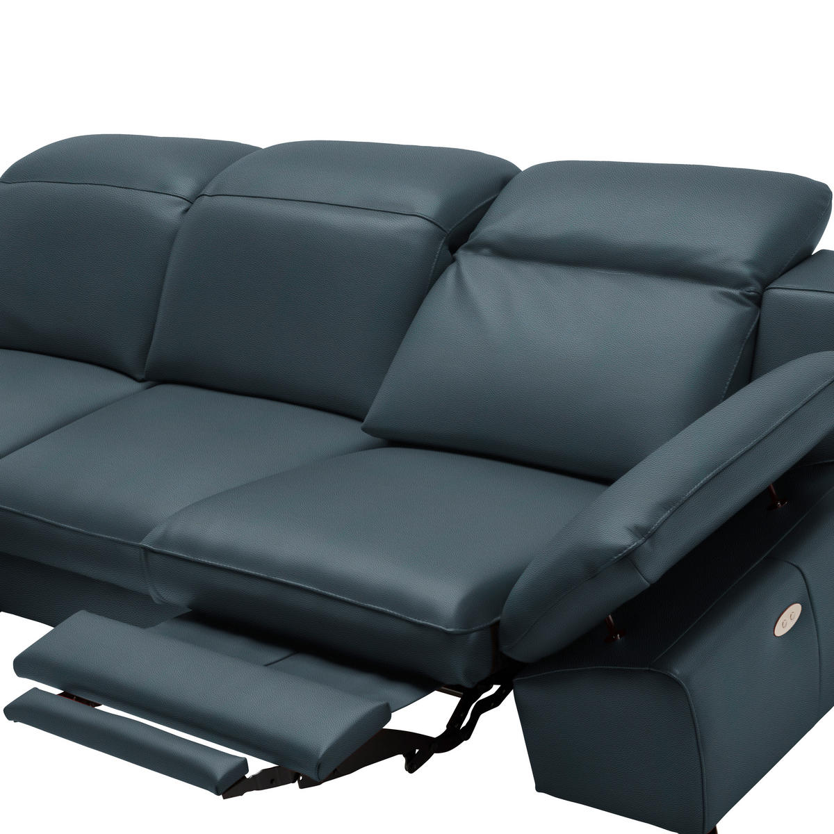 ECKSOFA in Echtleder Dunkelblau  183/286 cm  - Schwarz/Dunkelblau, Design, Leder/Metall (183/286cm) - Celina Home