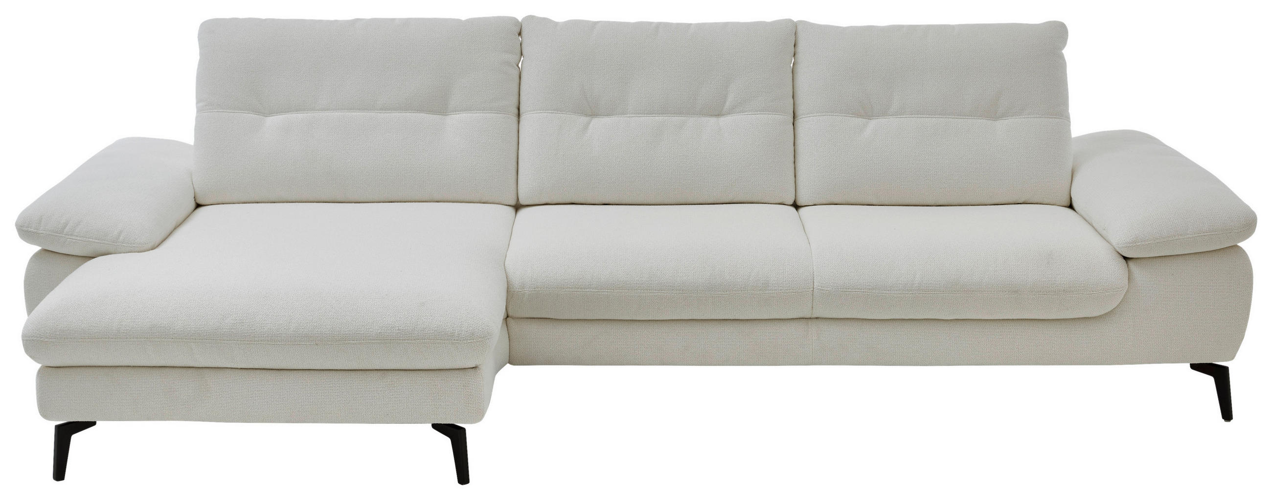 ECKSOFA  in Flachgewebe Weiß  168/303 cm  - Schwarz/Weiß, Design, Textil/Metall (168/303cm) - Valdera