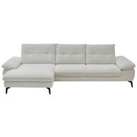 ECKSOFA  in Flachgewebe Weiß  168/303 cm  - Schwarz/Weiß, Design, Textil/Metall (168/303cm) - Valdera