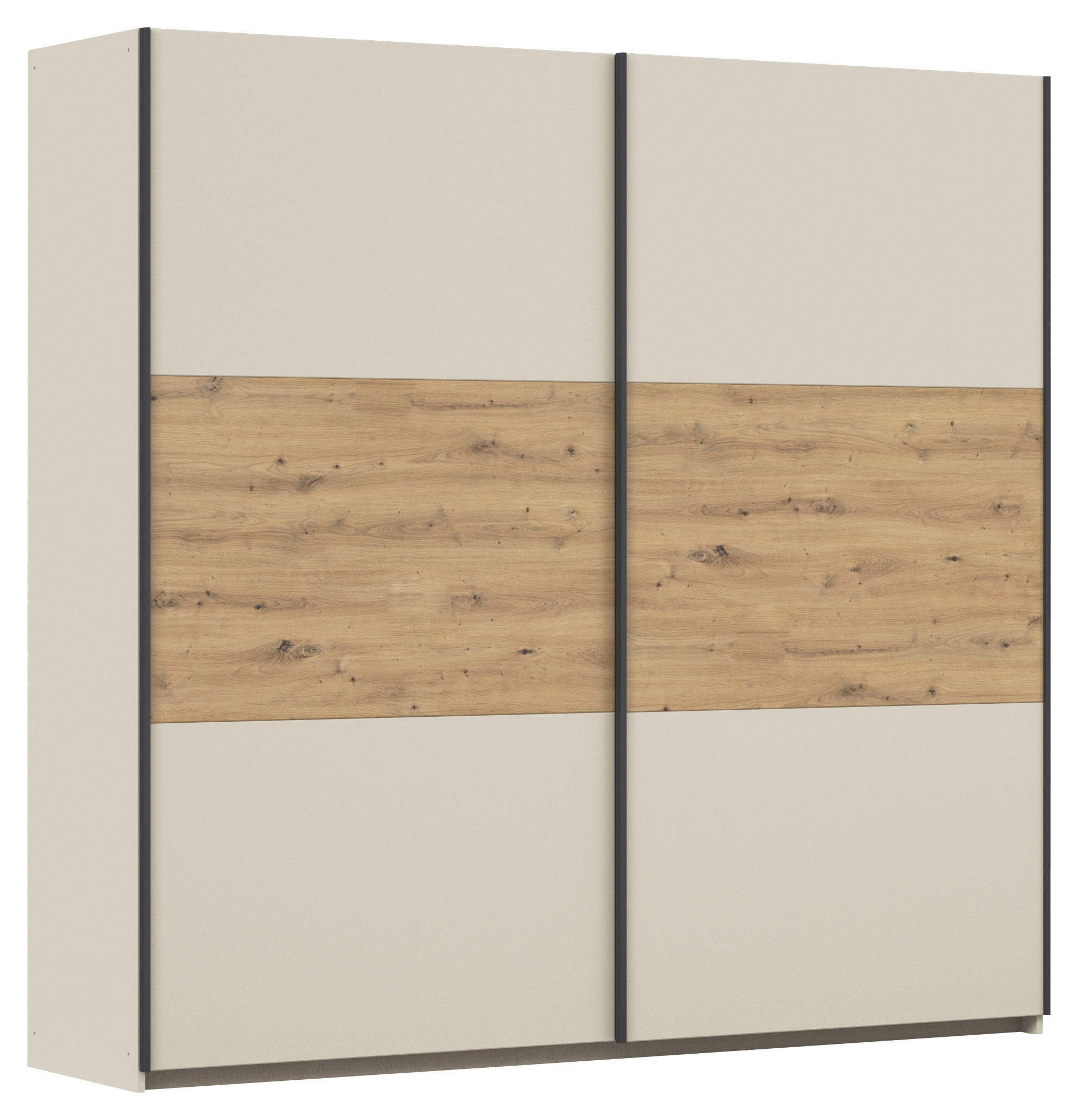 SCHWEBETÜRENSCHRANK 218/210/59 cm 2-türig Champagner, Eiche Artisan  - Champagner/Eiche Artisan, MODERN, Holzwerkstoff/Metall (218/210/59cm) - Rauch Möbel