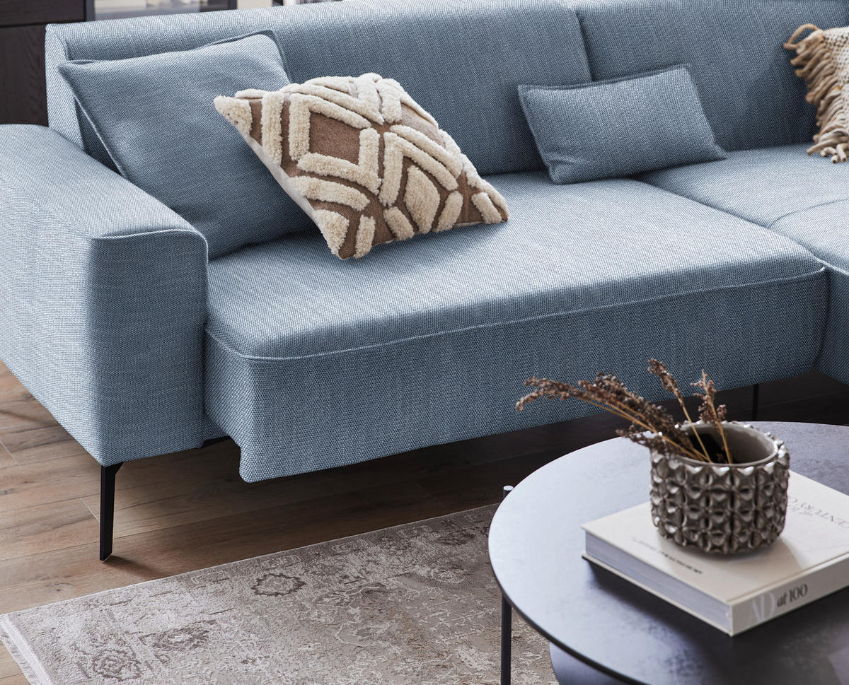 ECKSOFA in Flachgewebe Blau  - Blau/Schwarz, Design, Textil/Metall (285/190cm) - Johann Jakob