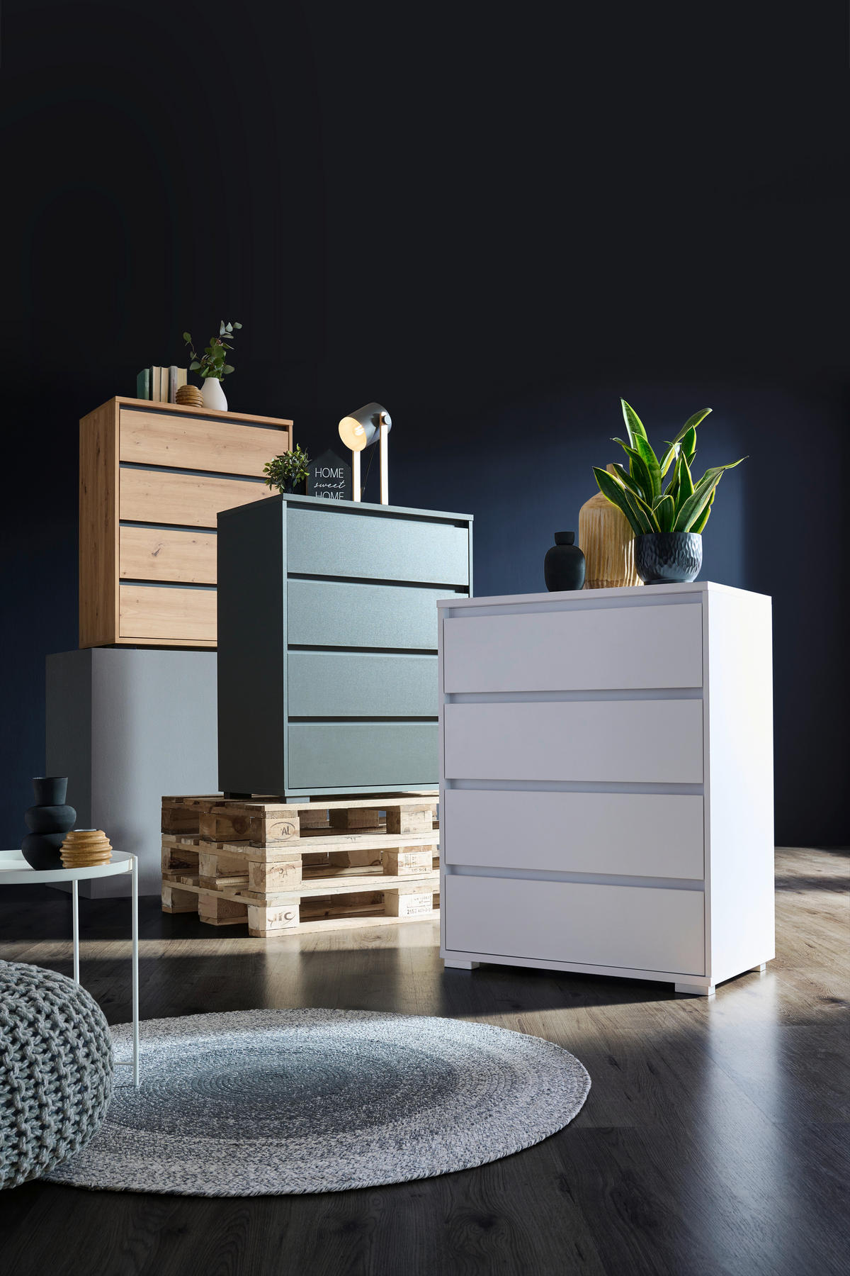 KOMMODE 80/103/48 cm  in Weiß  - Silberfarben/Weiß, Design, Holzwerkstoff/Kunststoff (80/103/48cm) - Carryhome