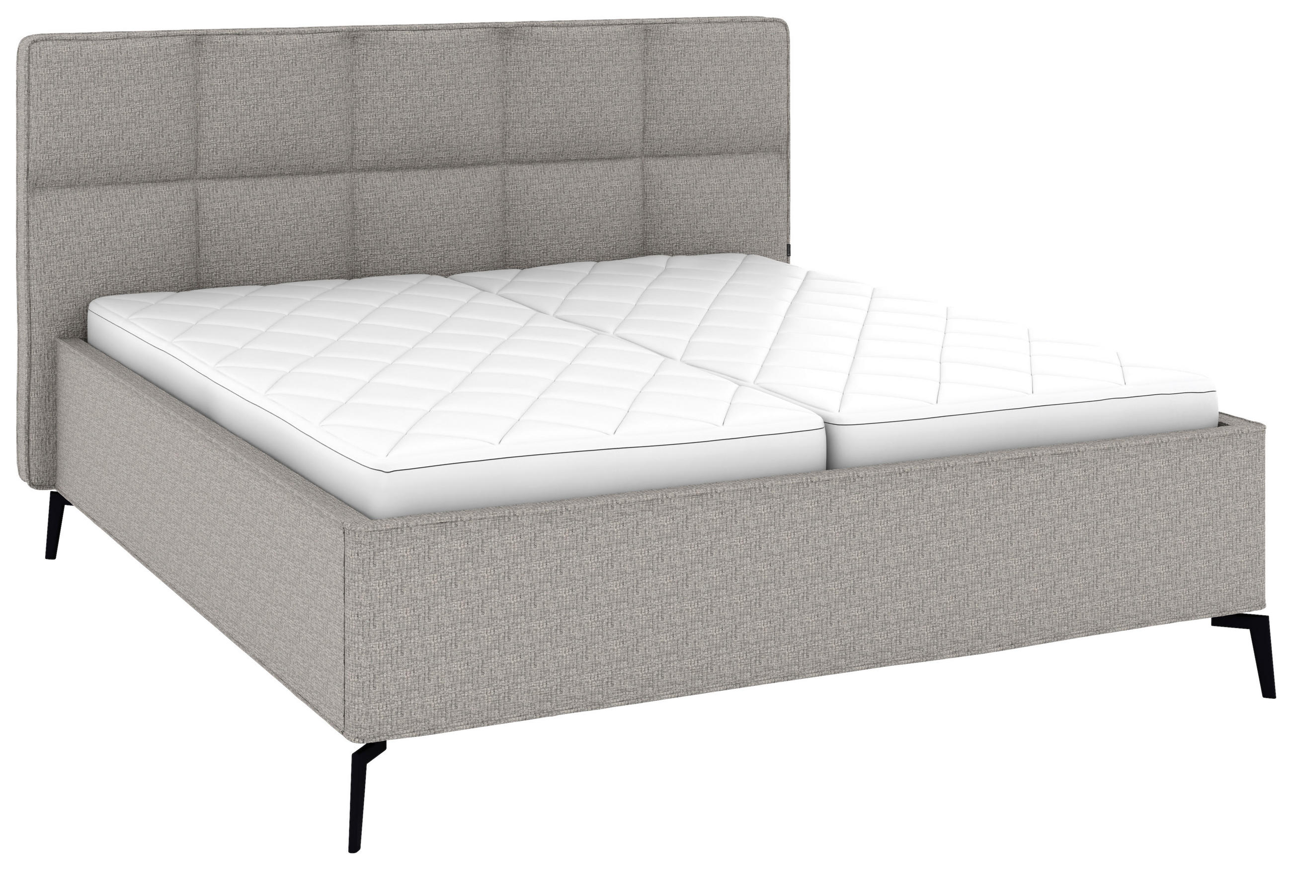 POLSTERBETT 180/200 cm,  in Grau, Bettkasten, motorische Verstellbarkeit, Fernbedienung, Lattenroste, Matratzen, H2 + H3 = mittel + fest  - Schwarz/Weiß, KONVENTIONELL, Holz/Textil (180/200cm) - Musterring