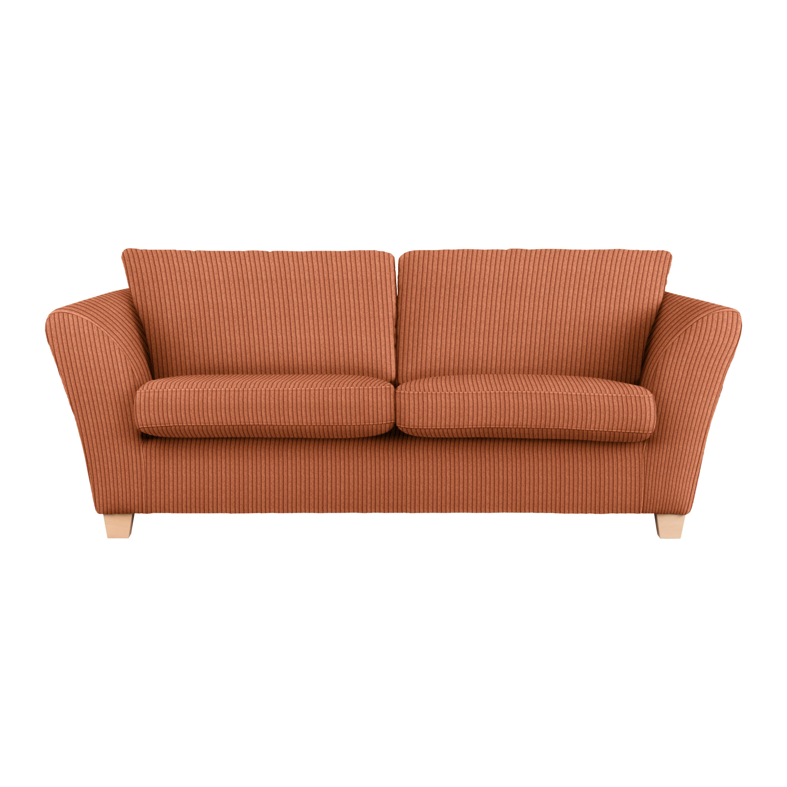 3-SITZER-SOFA in Cord Koralle  - Koralle/Naturfarben, Holz/Textil (216/70-85/95cm) - MID.YOU