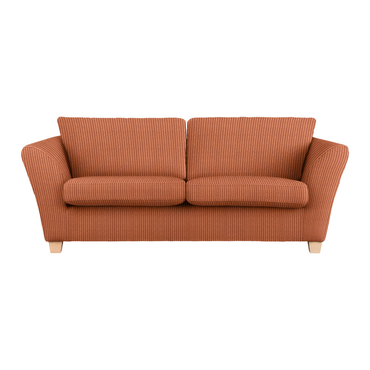 3-SITZER-SOFA in Cord Koralle  - Koralle/Naturfarben, Holz/Textil (216/70-85/95cm) - MID.YOU