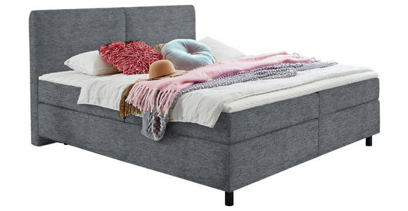 BOXSPRINGBETT 160/200 cm in Dunkelgrau - Dunkelgrau/Schwarz, KONVENTIONELL, Kunststoff/Textil (160/200cm) - Hom`in