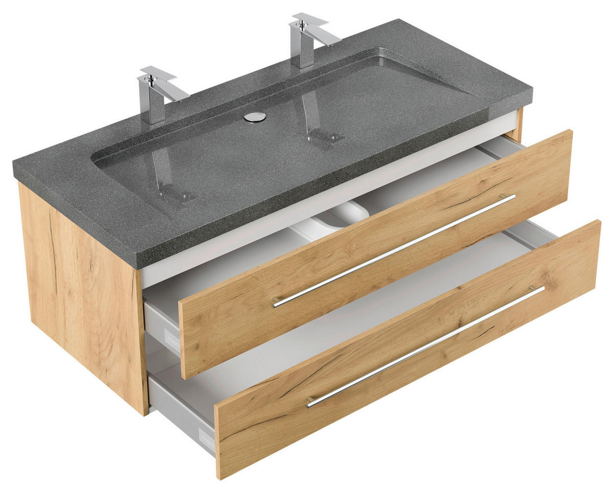 WASCHTISCHKOMBI 130 cm  - Eichefarben, Basics, Holzwerkstoff/Stein (130cm) - MID.YOU