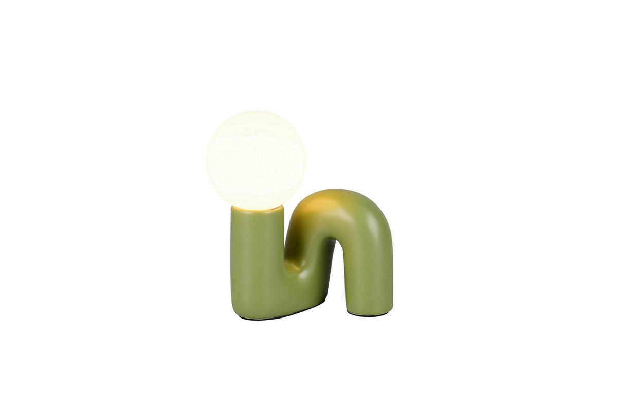 TISCHLEUCHTE Quinn 16,5/21,5/15 cm  - Weiß/Grün, Trend, Glas/Keramik (16,5/21,5/15cm)