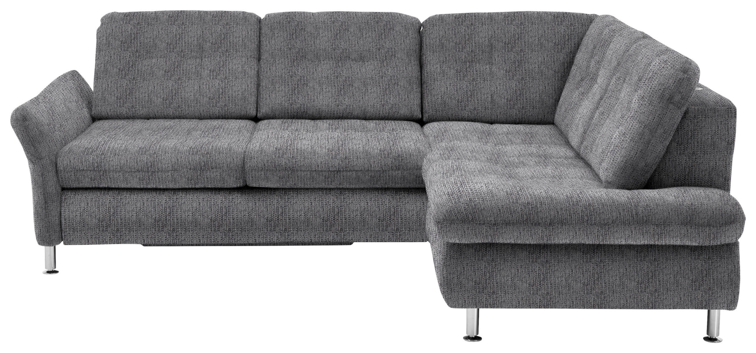 ECKSOFA Braun, Grau Webstoff  - Chromfarben/Braun, KONVENTIONELL, Textil/Metall (242/210cm) - Beldomo Style