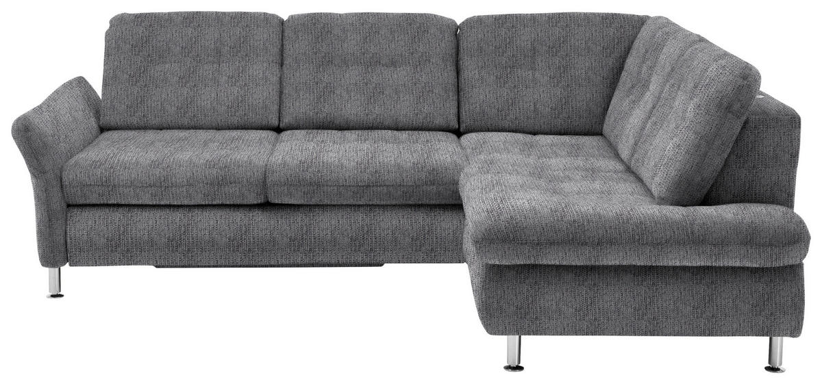 ECKSOFA in Webstoff Braun, Grau  - Chromfarben/Braun, Konventionell, Textil/Metall (242/210cm) - Beldomo Style