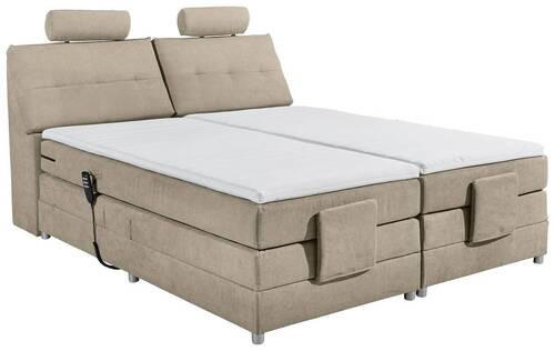 BOXSPRINGBETT 180/200 cm  in Sandfarben  - Sandfarben/Silberfarben, MODERN, Holzwerkstoff/Kunststoff (180/200cm) - MID.YOU
