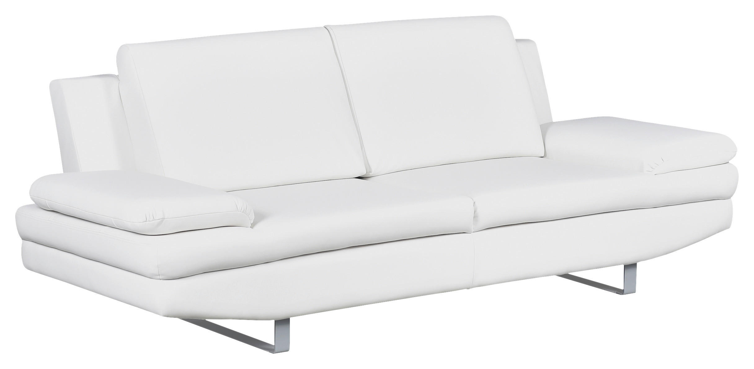 3-SITZER-SOFA in Lederlook Weiß  - Weiß/Grau, Design, Textil/Metall (218/78/88cm) - MID.YOU