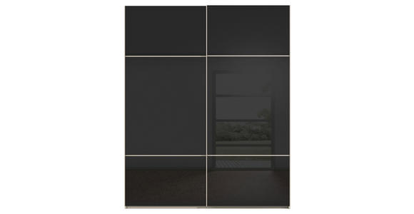 SCHWEBETÜRENSCHRANK in Schwarz, Champagner - Champagner/Schwarz, KONVENTIONELL, Glas/Holzwerkstoff (181/223/67cm) - Novel