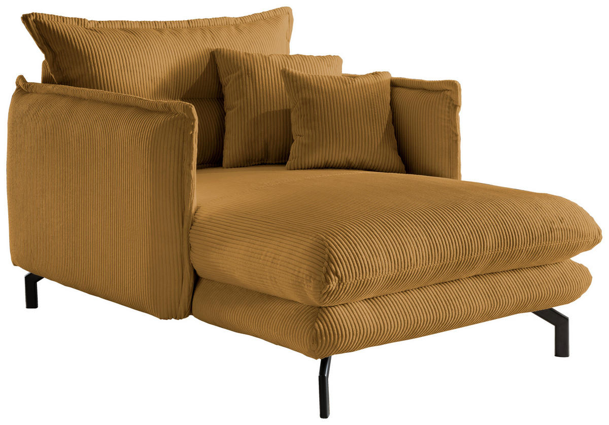 XXL-SESSEL in Cord Goldfarben  - Goldfarben/Schwarz, Modern, Textil/Metall (111/101/167cm) - Livetastic