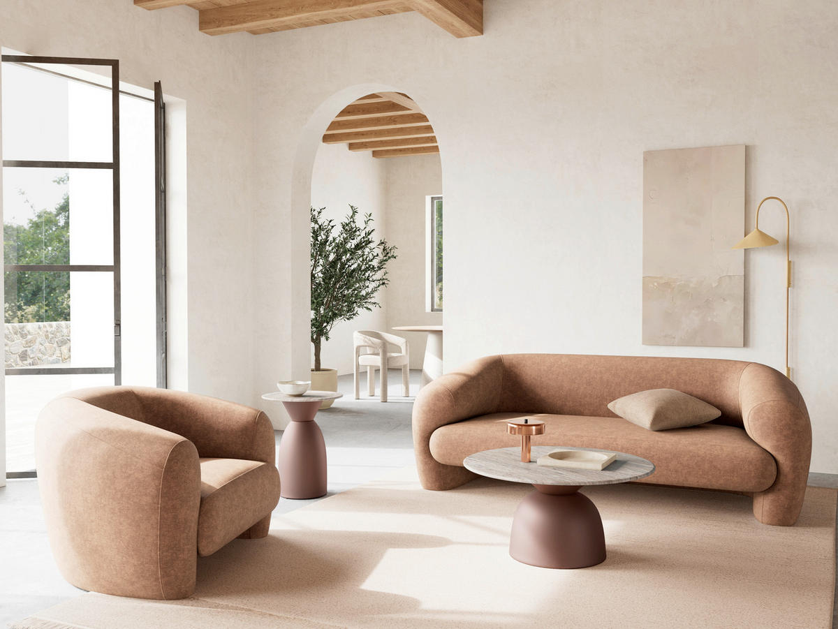 SOFFBORD i metall, sten 40/40/50 cm  - bronsfärgad/grå, Design, metall/sten (40/40/50cm) - MID.YOU