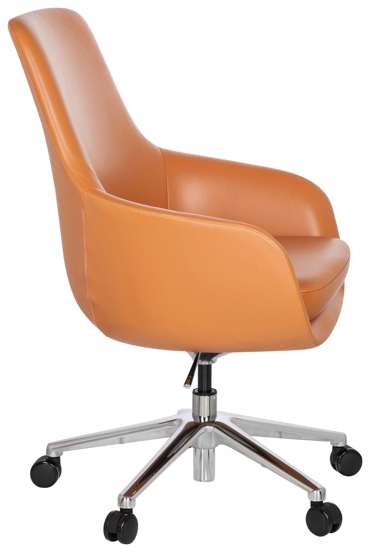 VRTLJIVI STOL tekstil, usnje oranžna  - barve aluminija/oranžna, Moderno, kovina/umetna masa (65/104/54cm) - MID.YOU
