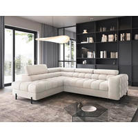 ECKSOFA Weiß Plüsch  - Schwarz/Weiß, Design, Textil/Metall (200/276cm) - MID.YOU
